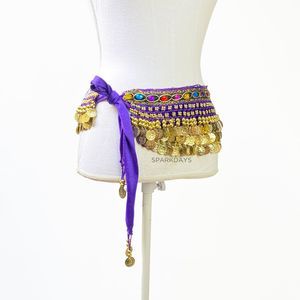 Belly Dancer Purple Jewel Coin Scarf Belt